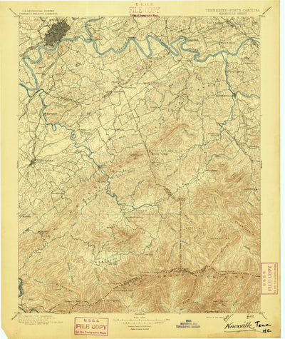United States Geological Survey Knoxville, TN-NC (1895, 125000-Scale) digital map