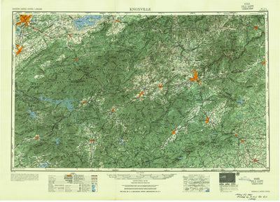 United States Geological Survey Knoxville, TN-NC-SC-GA (1955, 250000-Scale) digital map