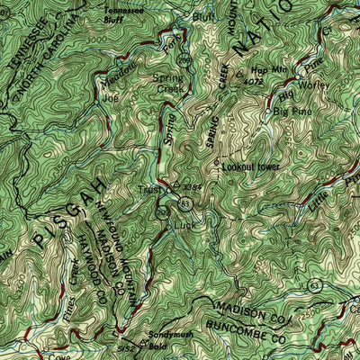 United States Geological Survey Knoxville, TN-NC-SC-GA (1955, 250000-Scale) digital map