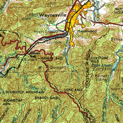 United States Geological Survey Knoxville, TN-NC-SC-GA (1957, 250000-Scale) digital map
