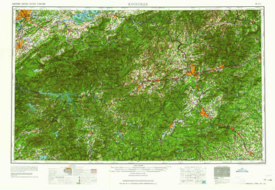 United States Geological Survey Knoxville, TN-NC-SC-GA (1964, 250000-Scale) digital map