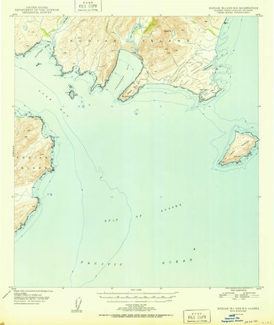 United States Geological Survey Kodiak B-1 And B-2, AK (1951, 63360-Scale) digital map