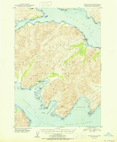 United States Geological Survey Kodiak B-3, AK (1950, 63360-Scale) digital map