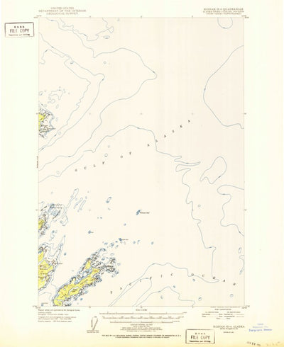 United States Geological Survey Kodiak D-1, AK (1951, 63360-Scale) digital map