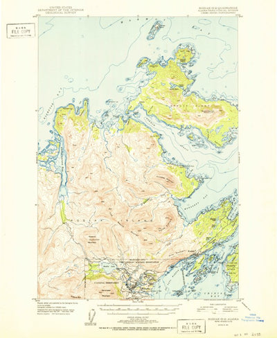 United States Geological Survey Kodiak D-2, AK (1951, 63360-Scale) digital map