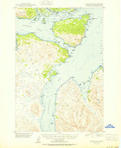 United States Geological Survey Kodiak D-3, AK (1950, 63360-Scale) digital map