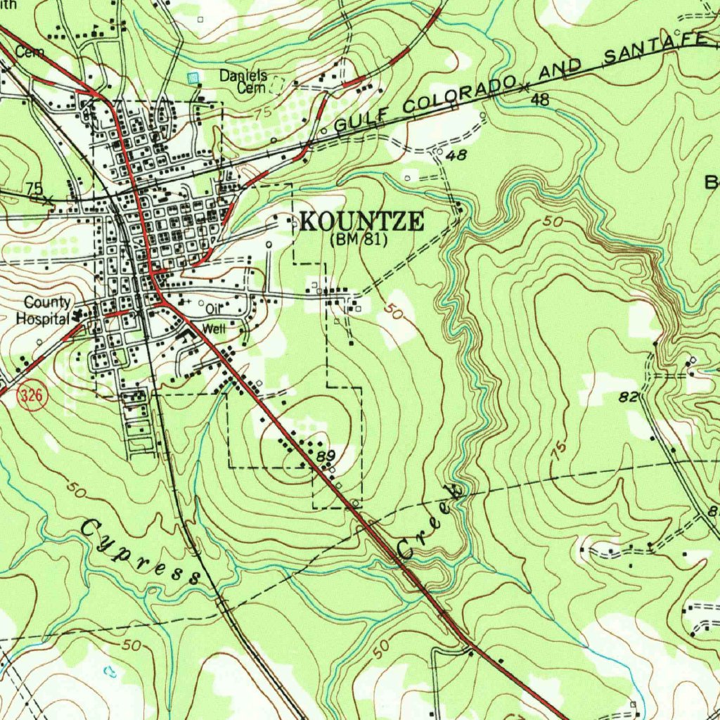 Kountze, TX (1955, 62500Scale) Map by United States Geological Survey