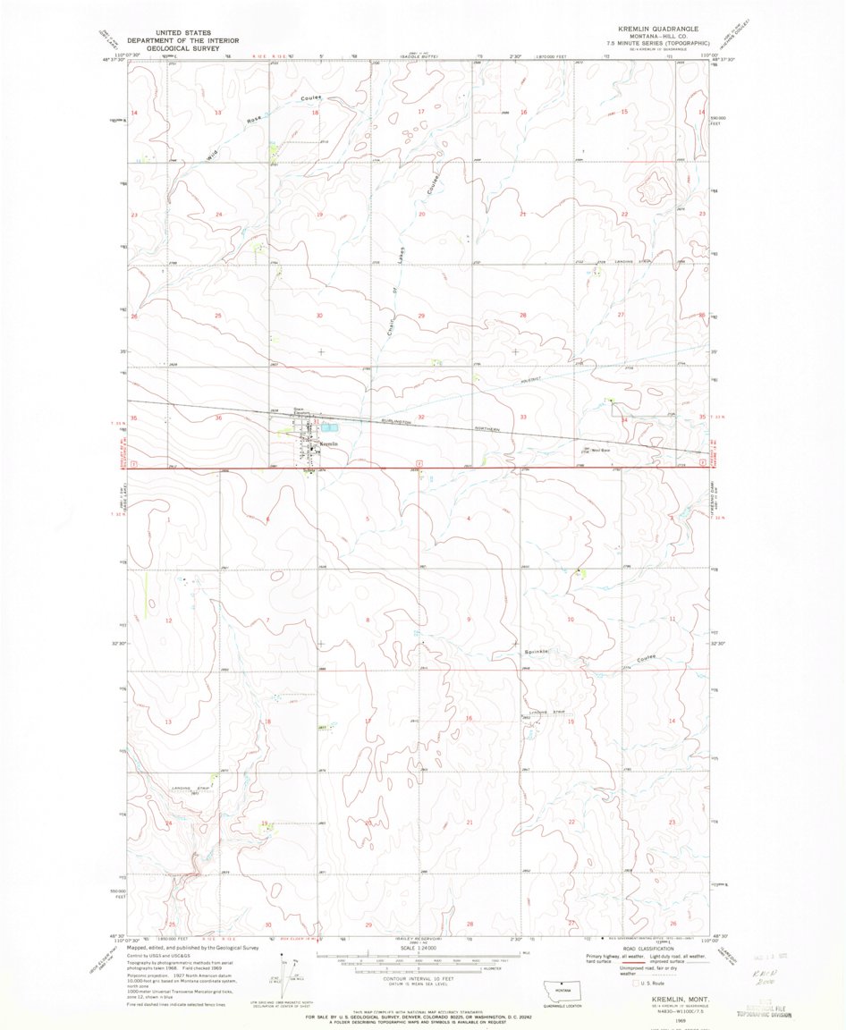 Kremlin, MT (1969, 24000-Scale) Map by United States Geological Survey ...