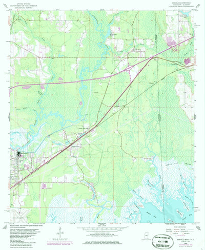 United States Geological Survey Kreole, MS-AL (1958, 24000-Scale) digital map