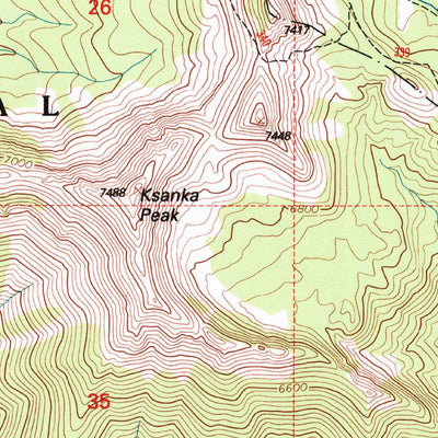 United States Geological Survey Ksanka Peak, MT (1997, 24000-Scale) digital map
