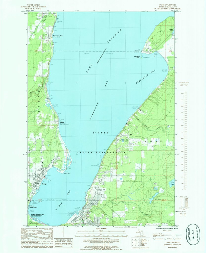 L'Anse, MI (1985, 24000Scale) Map by United States Geological Survey