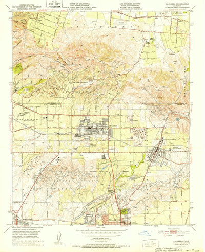 United States Geological Survey La Habra, CA (1952, 24000-Scale) digital map