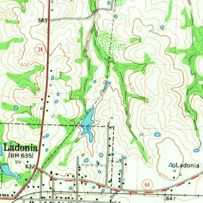United States Geological Survey Ladonia, TX (1964, 24000-Scale) digital map