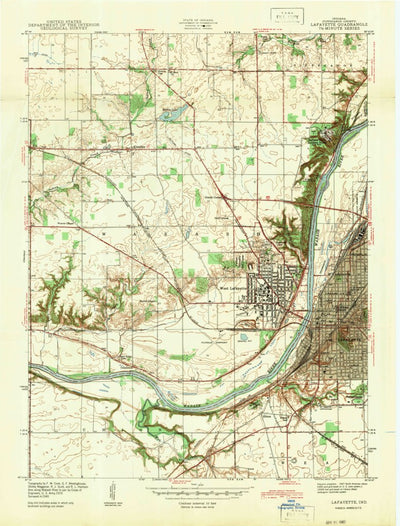 United States Geological Survey Lafayette West, IN (1942, 24000-Scale) digital map