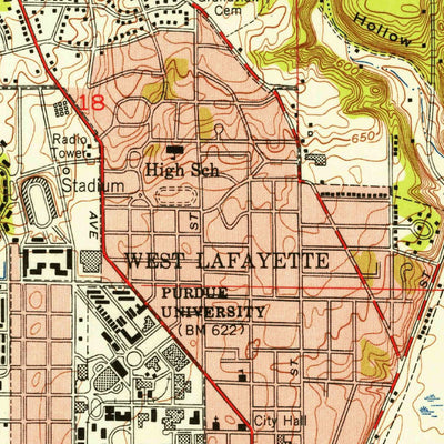 United States Geological Survey Lafayette West, IN (1950, 24000-Scale) digital map