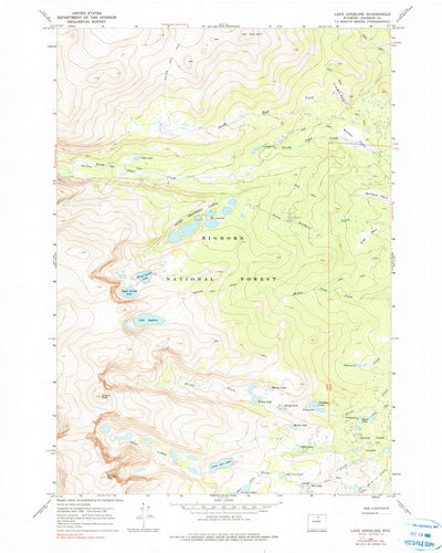 United States Geological Survey Lake Angeline, WY (1967, 24000-Scale) digital map