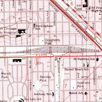 United States Geological Survey Lake Calumet, IL-IN (1991, 24000-Scale) digital map