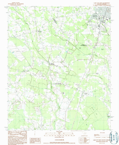 United States Geological Survey Lake City West, SC (1990, 24000-Scale) digital map