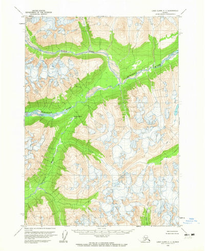 United States Geological Survey Lake Clark C-1, AK (1958, 63360-Scale) digital map
