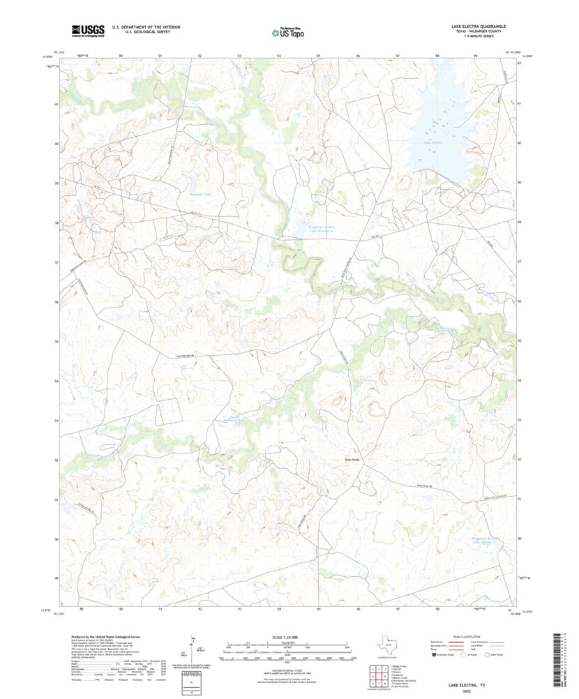 Lake Electra, TX (2022, 24000Scale) Map by United States Geological