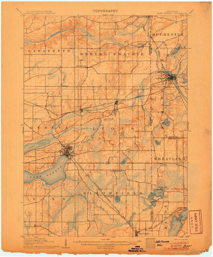 Lake Geneva, WI (1906, 62500-Scale) Map by United States Geological ...