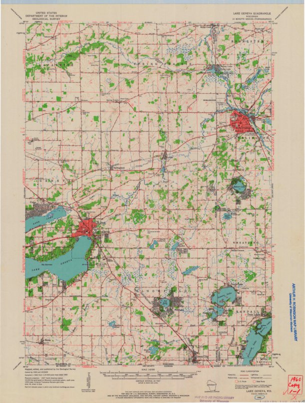 Lake Geneva, WI (1960, 62500-Scale) Map by United States Geological ...