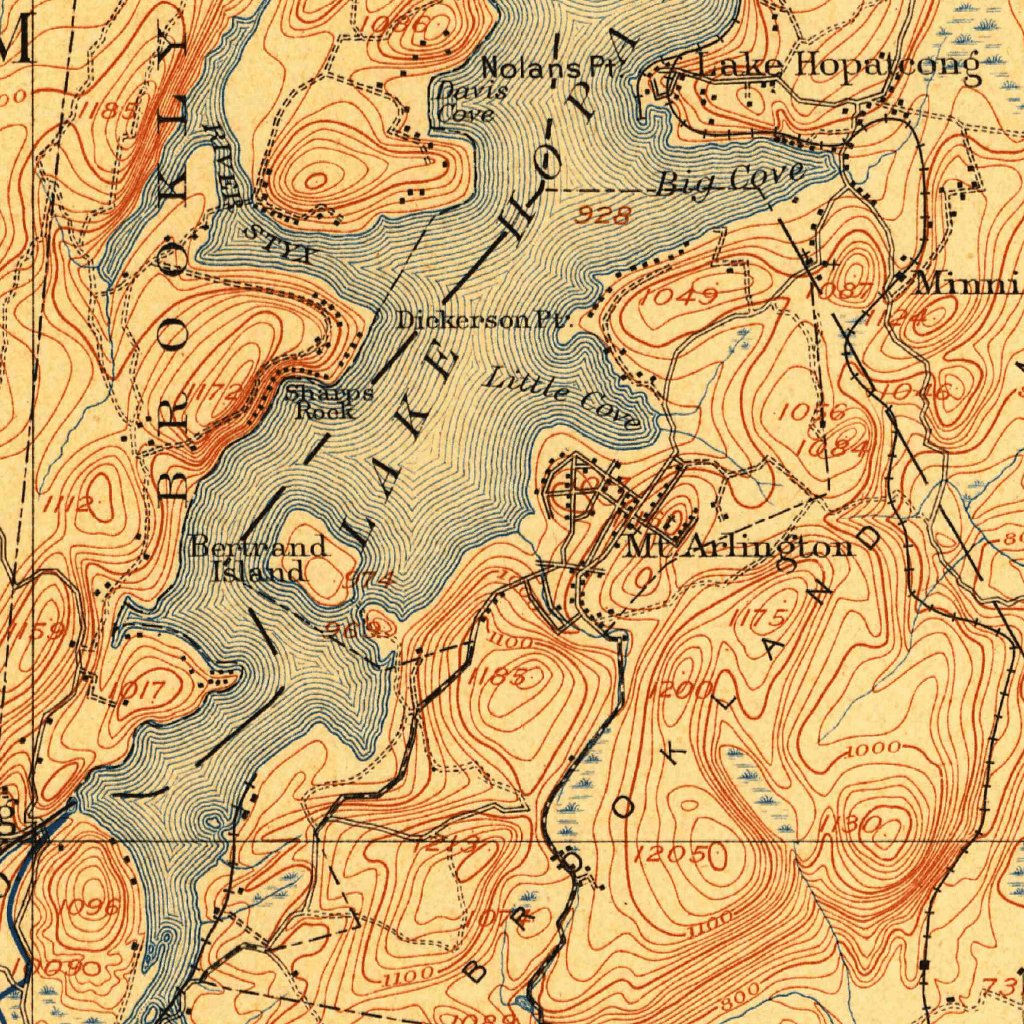 Lake Hopatcong, NJ (1905, 62500-Scale) Map by United States Geological ...