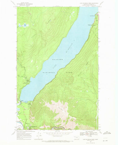 United States Geological Survey Lake Mcdonald West, MT (1968, 24000-Scale) digital map