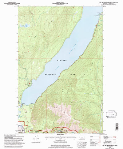 United States Geological Survey Lake Mcdonald West, MT (1994, 24000-Scale) digital map