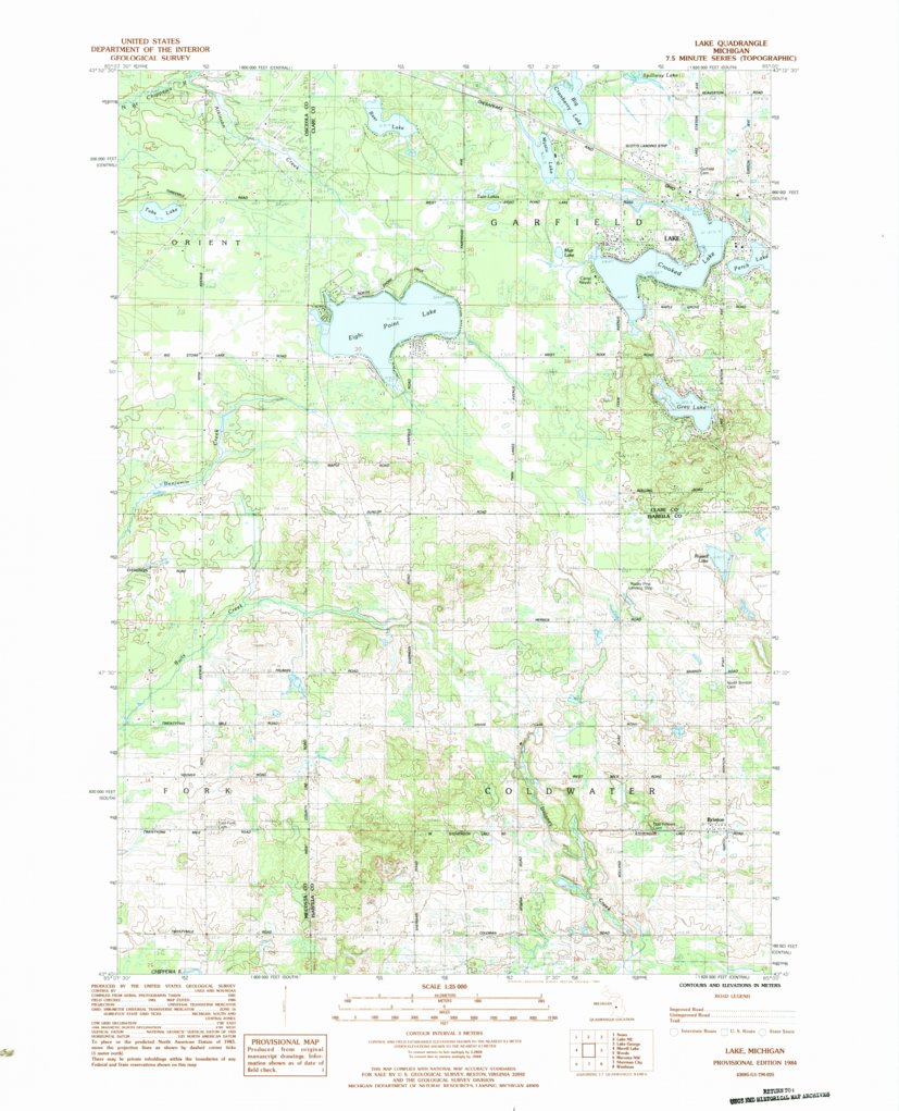 Lake, MI (1984, 25000-Scale) Map by United States Geological Survey ...