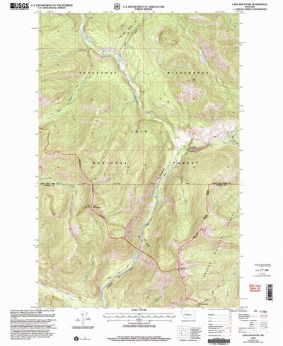 United States Geological Survey Lake Mountain, MT (1999, 24000-Scale) digital map