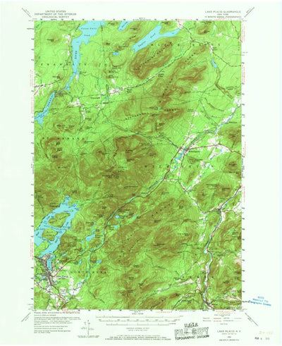 United States Geological Survey Lake Placid, NY (1953, 62500-Scale) digital map