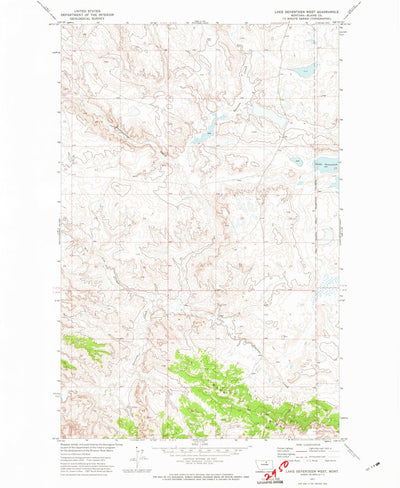 United States Geological Survey Lake Seventeen West, MT (1971, 24000-Scale) digital map