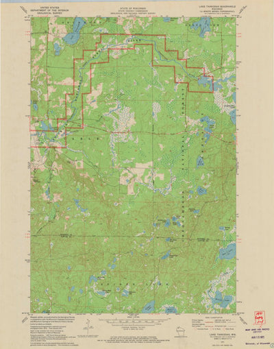 United States Geological Survey Lake Tahkodah, WI (1971, 24000-Scale) digital map