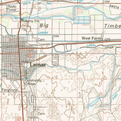 United States Geological Survey Lamar, CO-KS (1988, 100000-Scale) digital map