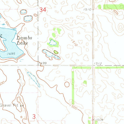 United States Geological Survey Lambs Lake, ND (1971, 24000-Scale) digital map