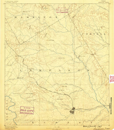United States Geological Survey Lampasas, TX (1887, 125000-Scale) digital map