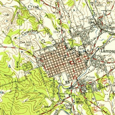United States Geological Survey Lampasas, TX (1954, 62500-Scale) digital map