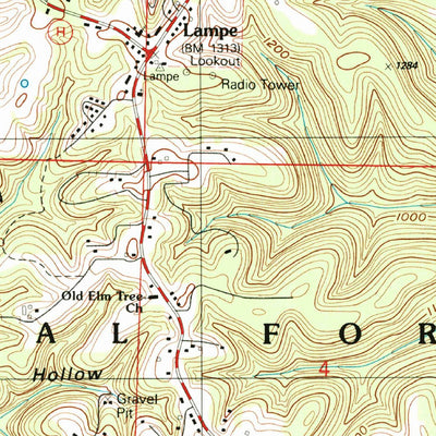 United States Geological Survey Lampe, MO (1989, 24000-Scale) digital map