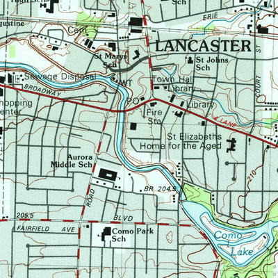 United States Geological Survey Lancaster, NY (1982, 25000-Scale) digital map