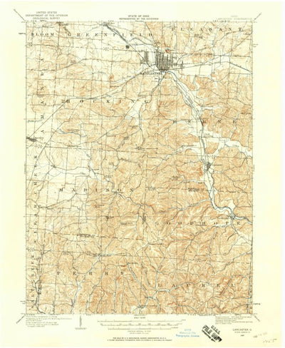 United States Geological Survey Lancaster, OH (1907, 62500-Scale) digital map
