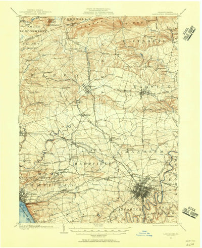 United States Geological Survey Lancaster, PA (1902, 62500-Scale) digital map