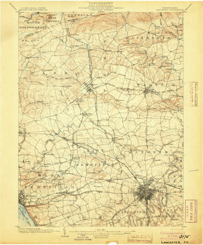 United States Geological Survey Lancaster, PA (1904, 62500-Scale) digital map