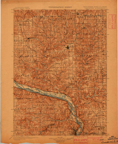 United States Geological Survey Lancaster, WI-IA-IL (1900, 125000-Scale) digital map