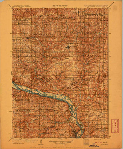 United States Geological Survey Lancaster, WI-IA-IL (1908, 125000-Scale) digital map