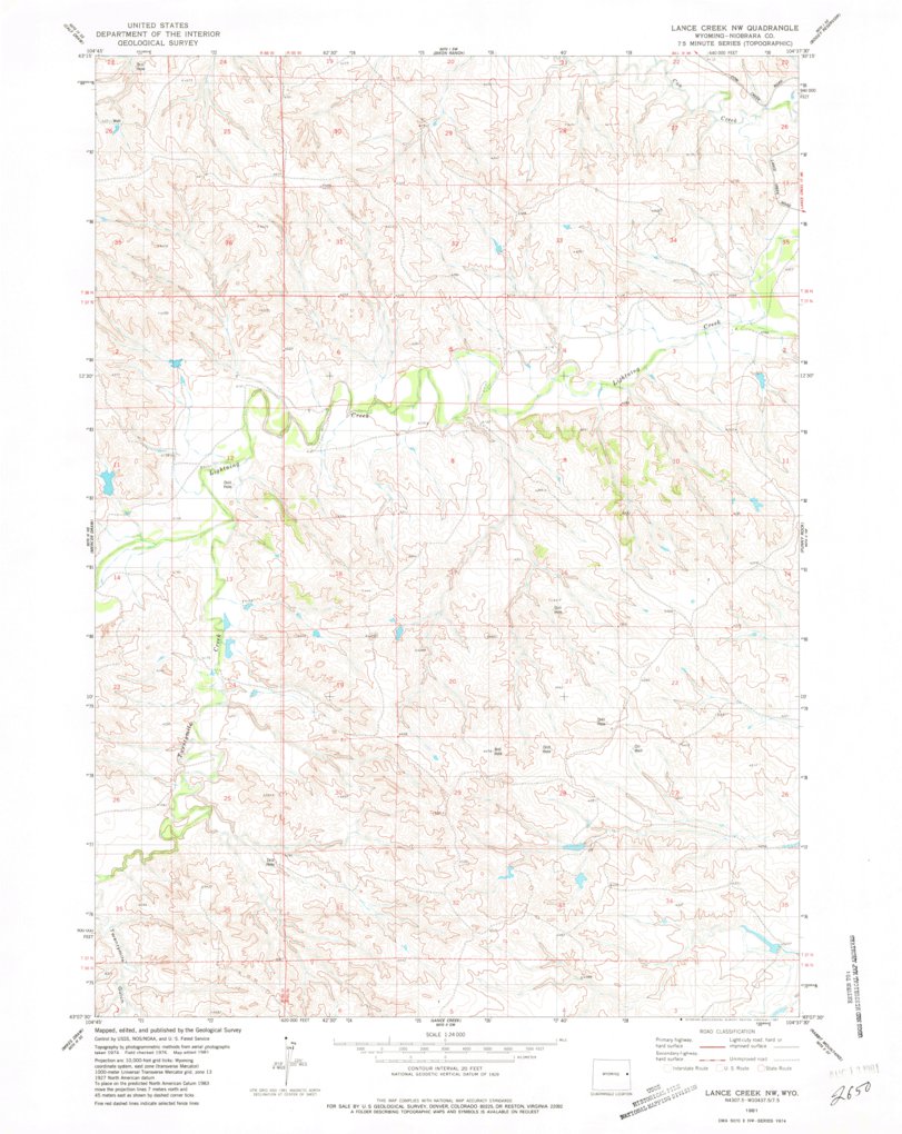 Lance Creek NW WY 1981 24000 Scale - United States Geological Survey Lance Creek Nw Wy 1981 24000 Scale Digital Map 37058321612956 