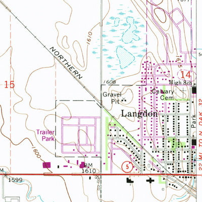 United States Geological Survey Langdon West, ND (1970, 24000-Scale) digital map