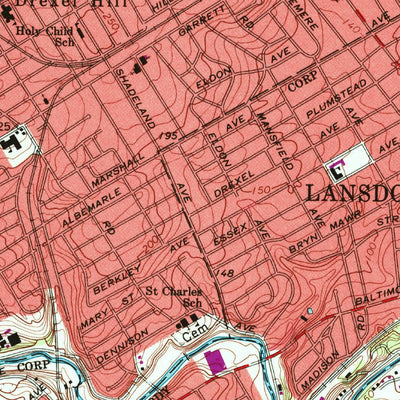 United States Geological Survey Lansdowne, PA (1967, 24000-Scale) digital map