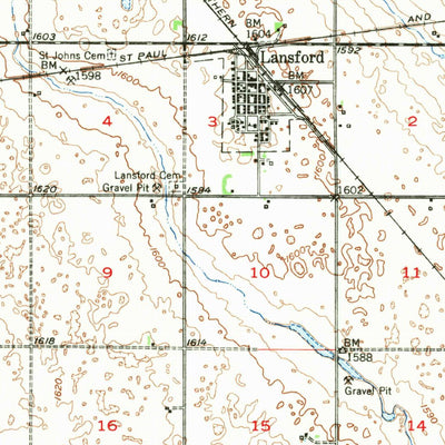 United States Geological Survey Lansford, ND (1948, 62500-Scale) digital map