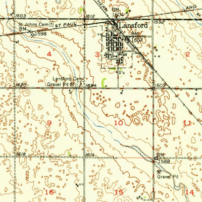 United States Geological Survey Lansford, ND (1950, 62500-Scale) digital map